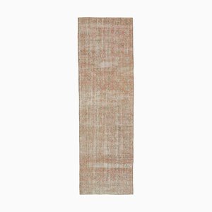 Beige Traditional Hand Knotted Wool Overdyed Runner Rug