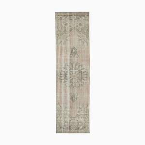 Beige Oriental Handmade Wool Overdyed Runner Carpet