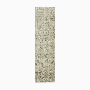 Beige Anatolian  Handmade Wool Overdyed Runner Rug