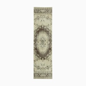 Beige Traditional Handwoven Antique Overdyed Runner Rug