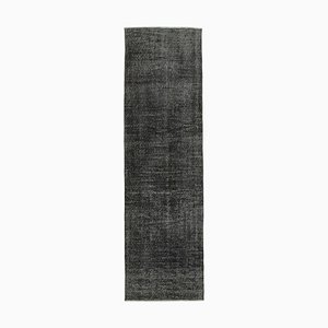 Black Traditional Handwoven Antique Overdyed Runner Rug