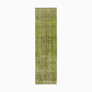 Green Traditional Handwoven Antique Overdyed Runner Rug