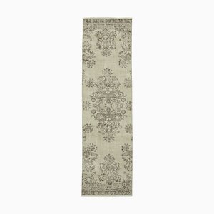 Tapis de Couloir Overgane en Laine Anatolienne Beige Fait Main