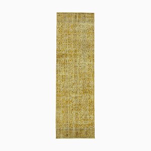 Tapis de Couloir Surdoué Antique Jaune Tissé à la Main