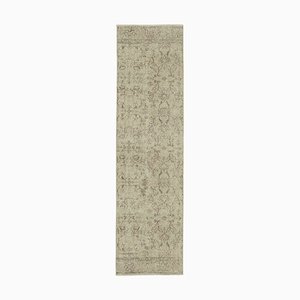 Beige Oriental Hand Knotted Wool Overdyed Runner Rug