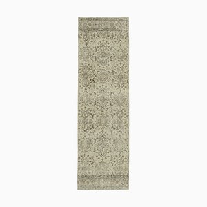 Beige Anatolian  Handwoven Antique Overdyed Runner Rug