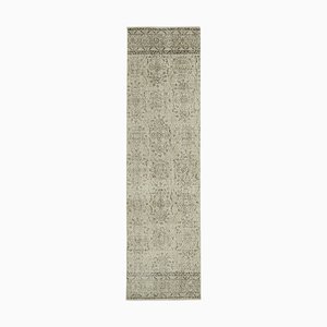 Beige Decorative Handmade Wool Overdyed Runner Rug