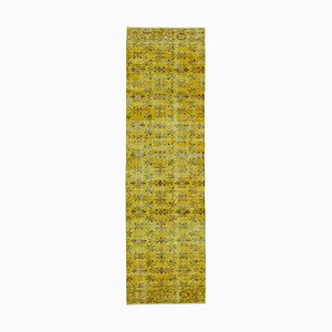 Yellow Traditional Handwoven Antique Overdyed Runner Rug