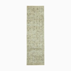 Beige Traditional Handmade Wool Overdyed Runner Rug