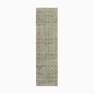 Beige Antique Handmade Wool Overdyed Runner Rug