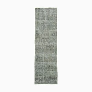 Grey Turkish Handwoven Antique Overdyed Runner Rug