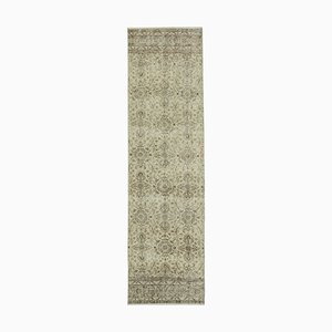 Beige Traditional Handmade Wool Overdyed Runner Rug