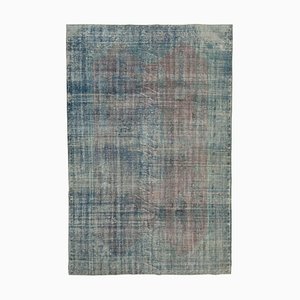 Blau Dekorativer Handgewebter Antiker Überfärbter Überfärbter Teppich