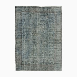 Antiker Handgeknüpfter Blauer Überfärbter Teppich aus Wolle