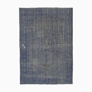 Grauer dekorativer handgewebter Überfärbter Teppich aus Wolle