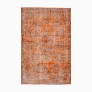 Orange Oriental Hand Knotted Wool Large Overdyed Rug