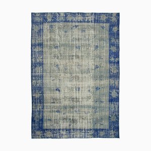 Blauer Übergroßer Oriented Handmade Wolle Teppich