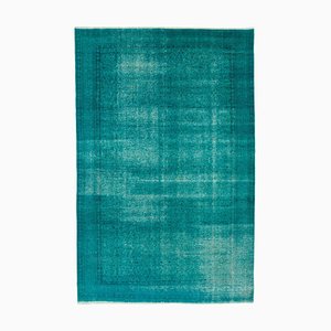 Tapis Overdyed Turquoise Antique Fait Main en Laine