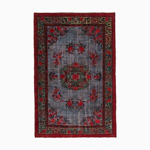 Red Antique Handwoven Carved Overdyed Carpet