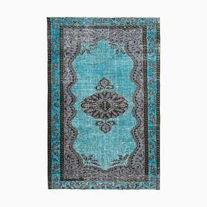 Turquoise Antique Handwoven Carved Overdyed Rug