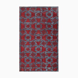 Red Anatolian Hand Knotted Wool Overdyed Rug