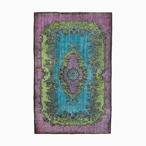 Tapis Overdyed Fait Main Large en Laine Rose