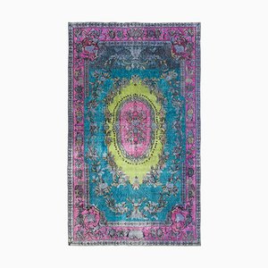 Multicolor Antique Handwoven Carved Over dyed Rug