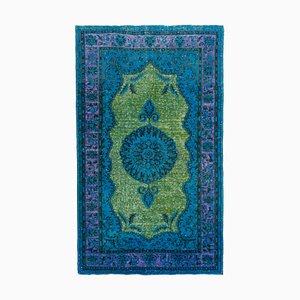 Überfärbter Türkischer Handgewebter Teppich in Blau