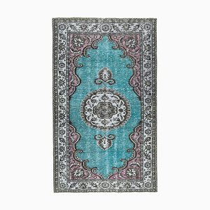 Tapis Vintage Teint Tissu en Laine Bleu