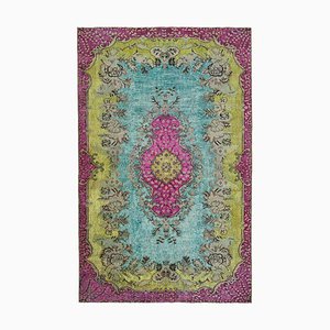 Vintage Pink Hand Knotted Wool Overdyed Rug