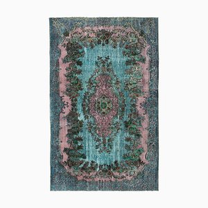 Blue Anatolian Hand Knotted Wool Overdyed Rug