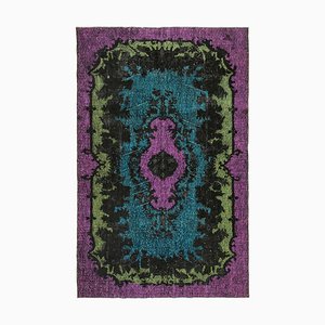 Purple Anatolian Hand Knotted Wool Overdyed Carpet