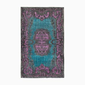 Vintage Fuchsia Handwoven Carved Overdyed Rug