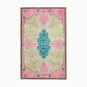 Pink Turkish Handmade Wool Overdyed Rug