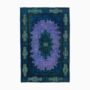 Überfärbter Türkischer Handgewebter Teppich in Blau