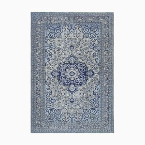 Blue Oriental Handwoven Carved Overdyed Rug