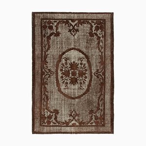 Brown Anatolian Hand Knotted Wool Overdyed Rug