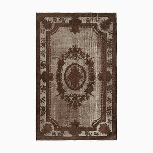 Brown Oriental Handwoven Carved Overdyed Rug