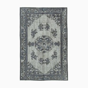 Grey Vintage Hand Knotted Wool Over-dyed Rug