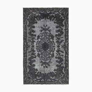 Vintage Grey Hand Knotted Wool Overdyed Rug