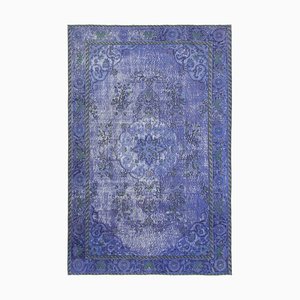 Vintage Purple Hand Knotted Wool Overdyed Rug