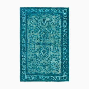 Turquoise Overdyed Handmade Wool Large Carpet