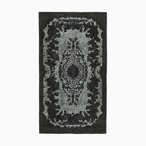 Black Antique Handwoven Carved Over dyed Rug