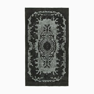 Schwarz Antiker handgewebter überfärbter Teppich