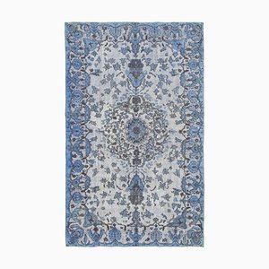 Blue Turkish Handmade Wool Overdyed Carpet