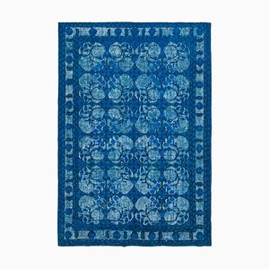 Überfärbter blauer handgeknüpfter Vintage Teppich
