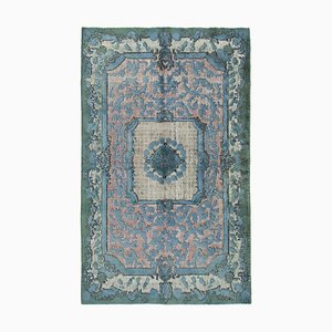 Tapis Reteint Main Bleu en Laine Fait Main