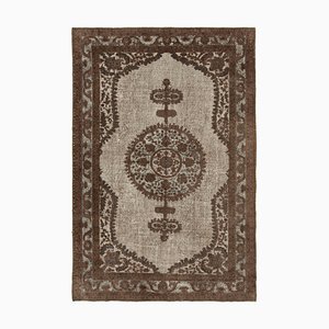 Brown Antique Handwoven Carved Over dyed Rug