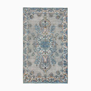 Blue Turkish Handmade Wool Overdyed Carpet
