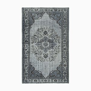 Grey Vintage Hand Knotted Wool Over-dyed Carpet